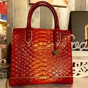‼️Authentic‼️ Brahmin orange red snakeskin purse.